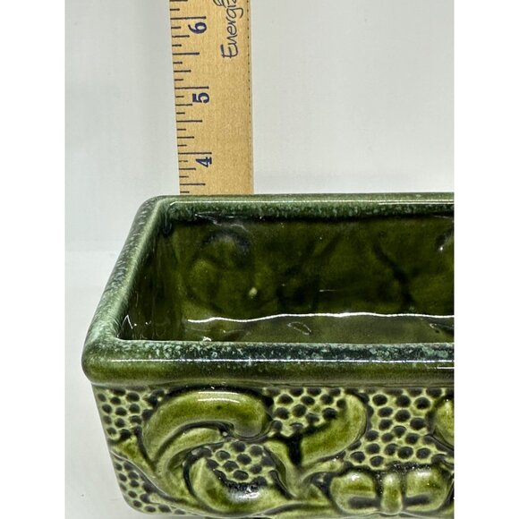 VTG Mid-Century Modern Green Glazed Ceramic Pedestal Planter – Footed Raised - Picture 5 of 6